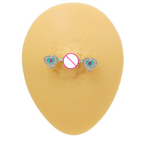 YICAI Anneau de piercing pour téton en acier inoxydable, série bleue, anneau de téton en forme de cœur et de lune, bijoux pour femmes et hommes