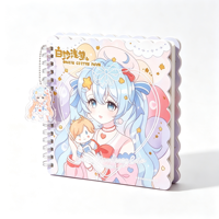 Carnet à spirale carré B6, 80 feuilles, 80 g/m², couverture ondulée, breloque acrylique, 5 motifs, papeterie étudiante Kawaii, vente en gros