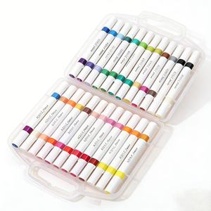 Marqueur de peinture acrylique à double pointe de haute qualité OEM, 48 couleurs, encre à base d'eau, ensemble de stylos pour papier, toile, bois, <span class=keywords><strong>pierre</strong></span> - Product Image 3