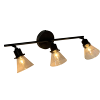 Luminaire à rail fixe à 3 lumières E12/E14 avec douille, abat-jour en verre transparent, finition marron, lustres d'intérieur de style simple européen, lampes suspendues
