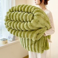 DDP corail polaire hiver couverture couleur unie couleur unie Jacquard 3D imprimé rayé peluche flanelle doux jette des couvertures