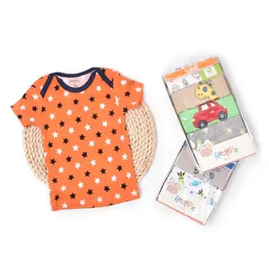 Camiseta de manga corta para bebé, ropa infantil personalizada de moda, 100% algodón con botón de presión