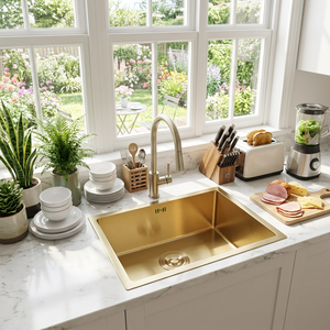 Fregadero Individual Tiny Home Builder de 450x440mm |   AW-4544 201 SS Fregadero bajo encimera, PVD color oro circonio, ultra compacto - Product Image 1