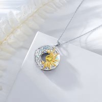 Pendentif rond en argent sterling 925 plaqué or, nœud celtique, soleil, lune, étoile, charme céleste, bijoux bohèmes pour femmes, vente en gros