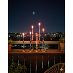Handcrafted <b>Blue</b> White Decorative Taper <b>Candles</b> Holiday Christmas Halloween Elegant Evening Decor Set for Parties Religious - Product Image 1