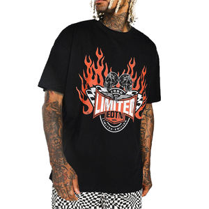 Deat — T-shirt avec crâne flamme, LOGO personnalisé surdimensionné, impression de crâne, à épaule goutte à l'acide, lavage Rock, nouvelle collection 2022 - Product Image 5