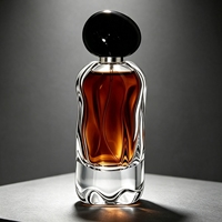 Vente en gros usine – Flacon de parfum en verre ondulé irrégulier de 30 ml, flacon pulvérisateur vide de luxe avec bouchon en pierre noire, gravure de logo personnalisée, pompe
