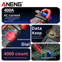 Clamp Meter Digital Presisi Tinggi 600A AC/DC Multimeter Layar LCD Mengukur Arus Tegangan Frekuensi Kapasitansi Resistansi