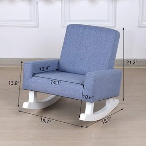 Yoonnie Room Kids Rocking Armchair Wooden Shaky Foot Toddler <b>Chair</b> with Linen Fabric Baby Rocking Sofa - Product Image 6