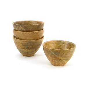 ชุดชามไม้ทำมือ 4 ใบ สไตล์วาบิซาบิ ไม่เคลือบผิว สำหรับเสิร์ฟอาหาร - Product Image 1