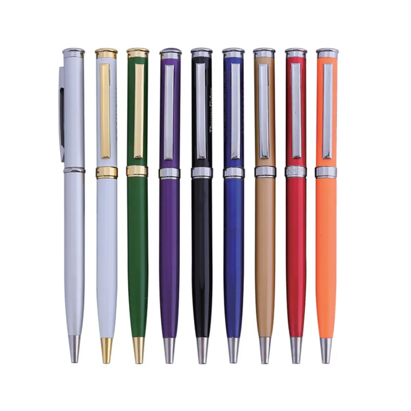 قلم حبر معدني متعدد الألوان, قلم حبر معدني من الألومينيوم ، شعار تجاري ، معدن ، شعار مخصص ، مناسب للعمل والمكتب والمدرسة