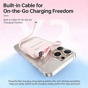 Mini batterie externe 2 en 1 10000mAh Charge rapide Type-C 2 câbles intégrés Chargeur portable <span class=keywords><strong>Gadget</strong></span> technologique Livraison gratuite pour les entreprises - Product Image 4