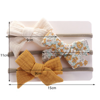 3 Pcs/set Bandeau bébé pour filles Mousseline élastique Coton Nœuds bébé Nylon doux Couvre-chef enfants Accessoires cheveux