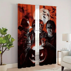 <span class=keywords><strong>Tende</strong></span> Gotiche <span class=keywords><strong>Rosa</strong></span> e Nere con Teschio e Cuore, Stile Dark Art, per Halloween, Decorazione Casa, 2 Pannelli Personalizzabili - Product Image 4