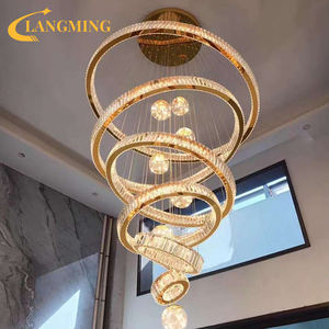 호텔 로비 빌라 계단을위한 맞춤형 현대 럭셔리 링 샹들리에 신제품-따뜻한 흰색 조명 천장 포함 - Product Image 2