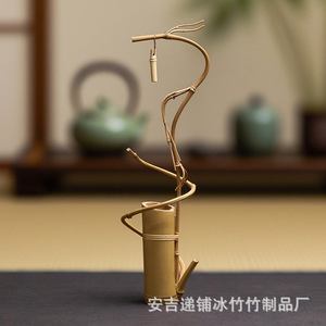 Quemador de incienso de bambú con forma de dragón, adorno de estilo chino, creativo, inspirado en el Zen japonés, para sala de té, estudio, hotel, tejido de bambú - Product Image 2