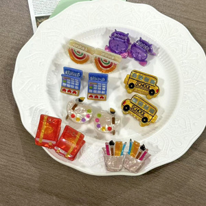 Dễ thương phim hoạt hình văn phòng phẩm kẹp tóc đồng hồ báo thức trường học xe buýt vẽ bút Acrylic nhỏ Clip trẻ em tóc mái bị hỏng Clip - Product Image 4