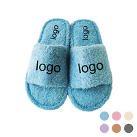 Chaussons d'intérieur et d'extérieur doux et moelleux pour femmes, à bout ouvert, avec logo personnalisé