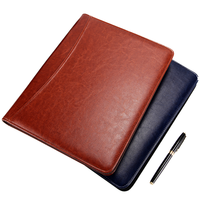 Carpeta de archivos de caja de cartera de negocios A4 de cuero PU con logotipo personalizado 2025 con bolsillos para portapapeles diseño elegante