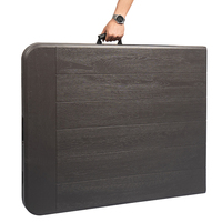 Vente en gros Table rectangulaire pour pique-nique extérieur personnalisée, jardin, camping, fête de mariage, banquet, plastique grain de bois, table pliée en deux pour événement