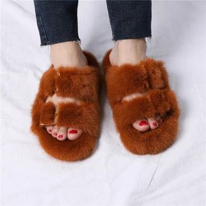 Très qualité luxe femmes hiver véritable vison <span class=keywords><strong>fourrure</strong></span> pantoufles talon plat diapositives Top qualité dame luxe <span class=keywords><strong>fourrure</strong></span> extérieur chaud <span class=keywords><strong>sandales</strong></span> - Product Image 2