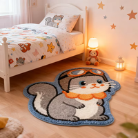 Tapis coréen moderne tissé à imprimé animal, épais, en microfibre écologique, floqué, moelleux, antidérapant, résistant à l'eau, lavable pour la maison