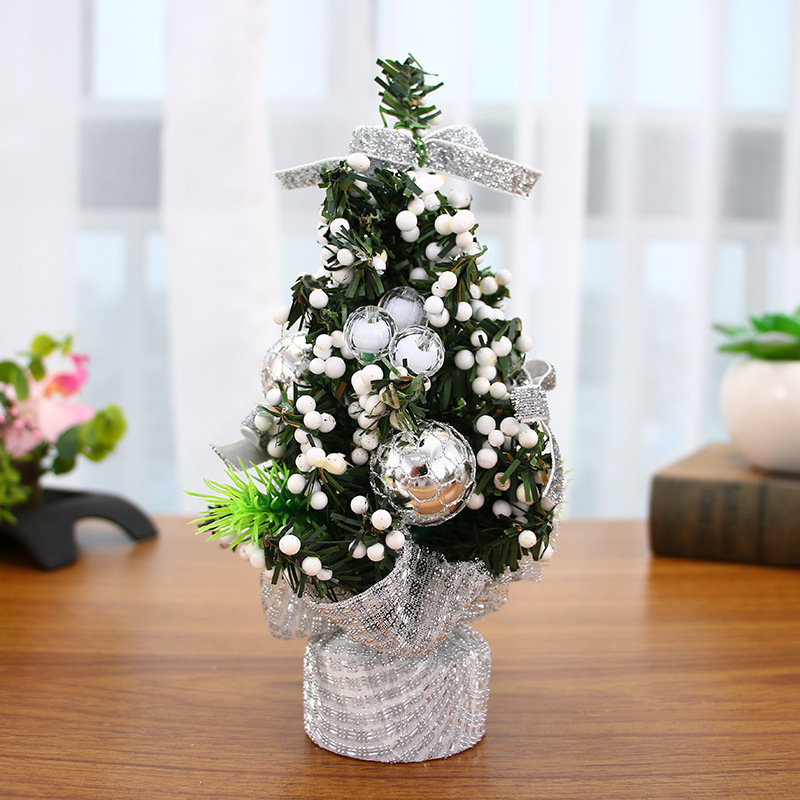 Petit arbre en soie brillante blanche Argent