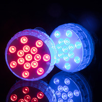 Lampe de piscine submersible à piles IP68 15 LED, télécommandée, multicolore RGB, avec ventouses, pour aquarium