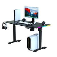 Bureau de jeu électrique moderne en acier Wquantum avec hauteur réglable, éclairage RGB, double tension pour bureau et bâtiment