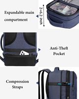 Sac à dos de voyage pour articles personnels pour les compagnies aériennes, extensible, bagage à main avec cubes de rangement, approuvé par la TSA, sac résistant à l'eau pour hommes et femmes