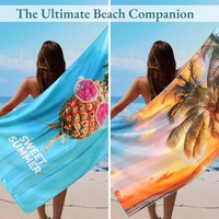 Cloudland Ensemble de serviettes de plage surdimensionnées anti-sable à séchage rapide écologique personnalisé pour les activités de yoga et de plage pour adultes