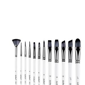 Pinceau à peindre personnalisé de haute qualité avec manche en bois blanc perlé <span class=keywords><strong>Tube</strong></span> en métal noir Jeu de pinceaux à peindre pour l'aquarelle - Product Image 1