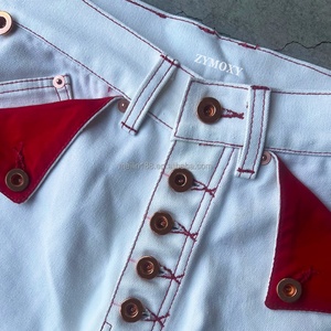 Jean en denim pour homme, coupe large et ample, à boutons, coque rigide personnalisée par le fabricant, style streetwear mode outdoor, design de créateur - Product Image 4