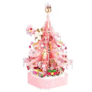 Sembo 605024 caja de música de Navidad giratoria Rosa juguetes de bloques de construcción de Navidad regalo de Navidad nuevo producto