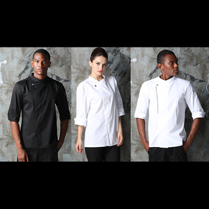 Checkeout Hoge Kwaliteit Unisex <span class=keywords><strong>Half</strong></span> Mouw Mode Keuken Chef Jas Restaurant Hotel Uniform Jassen Kok Jas - Product Image 5