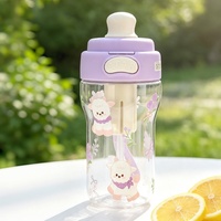 Gourde portable grande capacité pour enfants, nouvelle bouteille d'eau d'été en plastique avec couvercle pop-up esthétique et poignée pour filles
