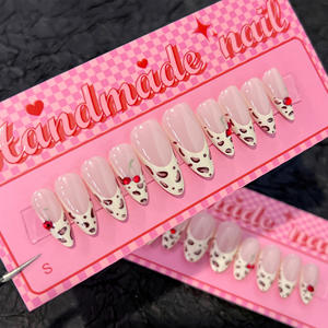 Neue Modische Handgefertigte Mandel-Kunstnägel 10 Stück/Set Acryl-Nagelspitzen Aufdrückbare Künstliche Nägel - Product Image 6