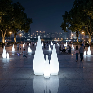 Lampe de sol LED en forme de goutte d'eau, lumière décorative pour pelouse, arrangement d'ambiance pour parc, lampe de sol paysagère en matériau PE - Product Image 1