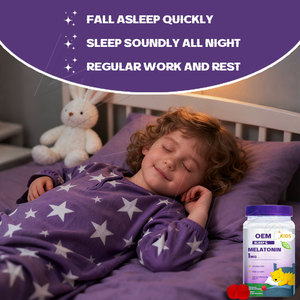 Kẹo dẻo Melatonin vị mâm xôi hỗ trợ giấc ngủ cho trẻ em, sản xuất theo đơn đặt hàng (OEM), giúp ngủ nhanh hơn và thúc đẩy sức khỏe trẻ. - Product Image 2