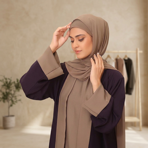 Modern Open Front Straight <b>Chiffon</b> Shrug <b>Abaya</b> Embroidery Long Sleeves Party Style Comfortable Modest Islamic Floor-Length High - Product Image 1