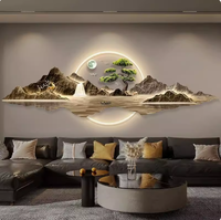 Luxury Landscape Painting with LED Backlight Crystal Porcelain Decorative Painting Wall Decoration