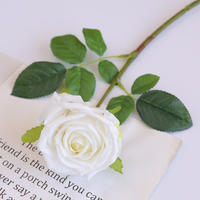 Fleurs artificielles en gros, roses rouges et jaunes longue durée, roses à toucher réel, roses simples en soie pour mariage et décoration intérieure