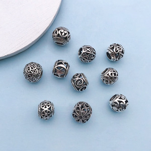 Wholesale 9*11mm Alloy <strong>Large</strong> Hole Hollow <strong>Beads</strong> Loose Beaded Spacer <strong>Beads</strong> for <strong>Bracelet</strong> Necklace DIY Jewelry Findings - Product Image 2