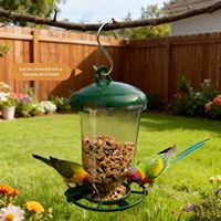 Mangeoire automatique pour oiseaux en plastique transparent de 89 oz avec ventouse, mangeoire portable pour perroquets et oiseaux chanteurs, observation facile des graines pour oiseaux