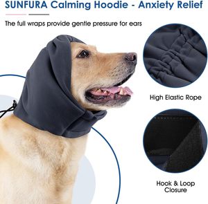 Silenciador de capucha para perro de alta elasticidad, alivio de la ansiedad, accesorio de ropa transpirable para mascotas, bufanda cálida para cuello y orejas - Product Image 5