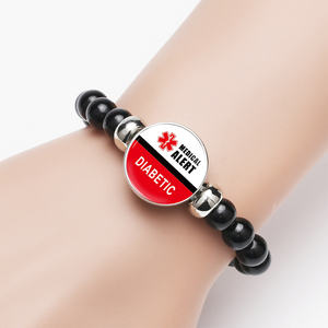 Pulseras de Cuentas con Botón a Presión y Logotipo Personalizable, Pulsera Elástica de Piedras de Vidrio y Perlas de Moda para Diabéticos Tipo 1 y <span class=keywords><strong>2</strong></span>, Regalo con Forma de Corazón - Product Image 3