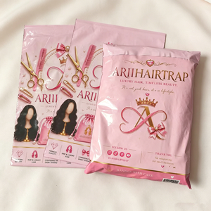 Eco Friendly Custom Full Color Print Pink Poly Mailer Bags Hair Wig Hair Extension Shipping Packaging With Brand Logo - Product Image 2
