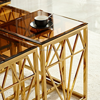 Ensemble de table de meubles de salon de style moderne 5 pièces table basse en acier inoxydable tables de couleur or
