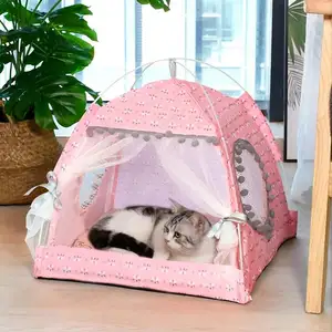 Tienda de campaña portátil para gatos y perros pequeños, casa tipo cueva para mascotas, plegable, para interior y exterior, para verano