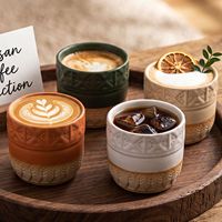 Tasses à expresso en grès esthétiques personnalisées de 250 ml, gravées au laser, avec logo, de haute qualité, en céramique vintage, pour café et thé